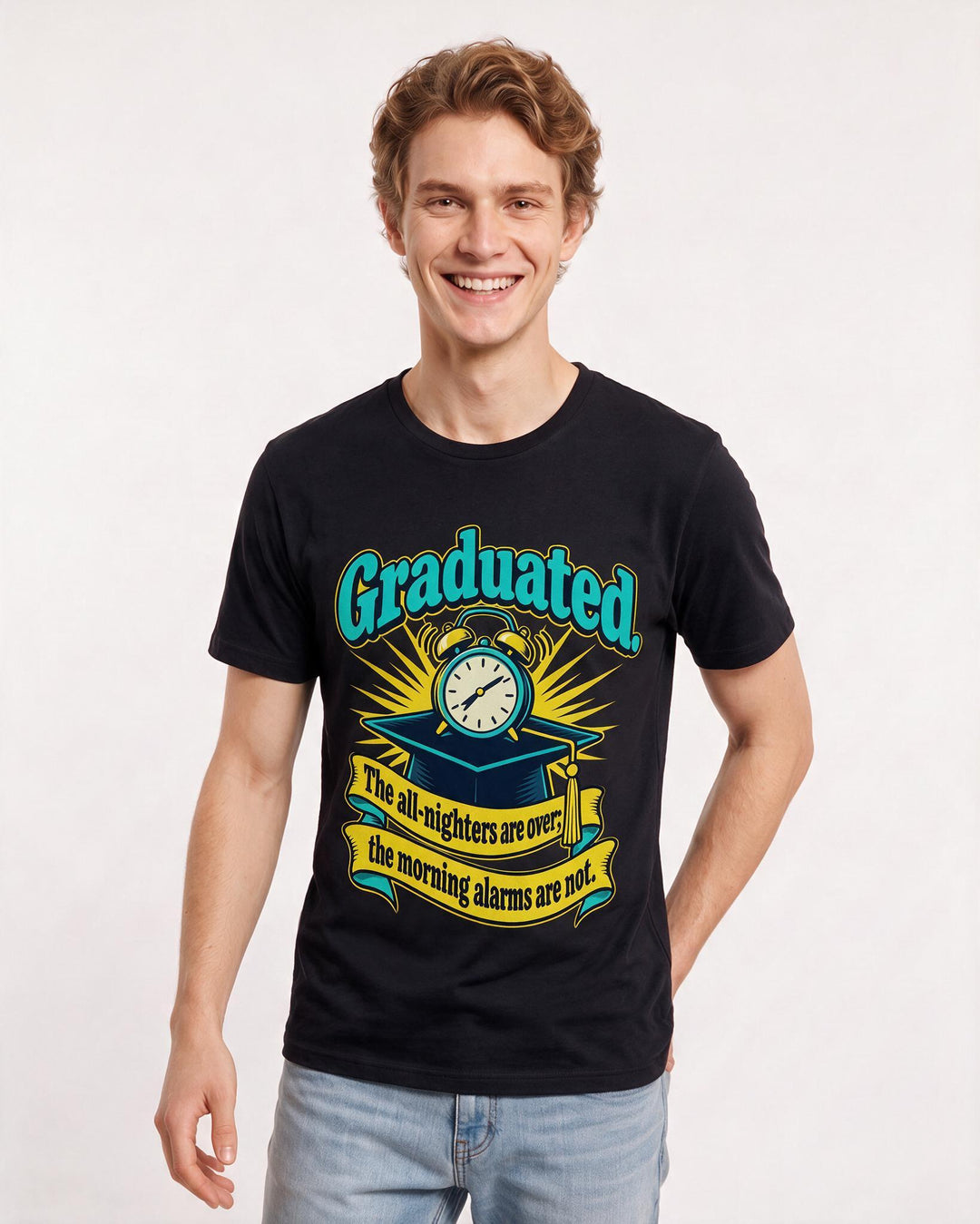 Graduation Black T-Shirt for Men – Everyday Expression Graphic Tee product image 1