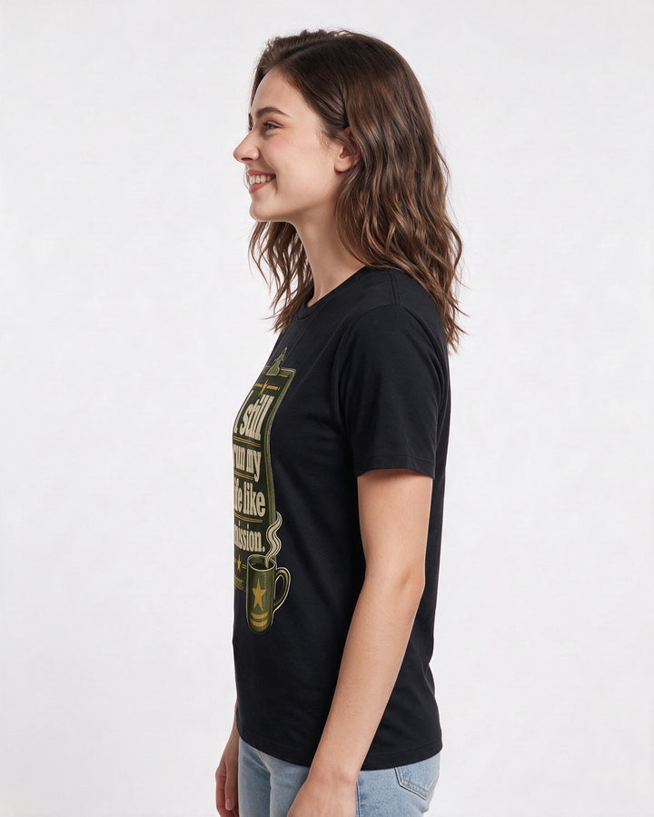 Veteran Women's Black T-Shirt – I still run my life like a mission. product image 2