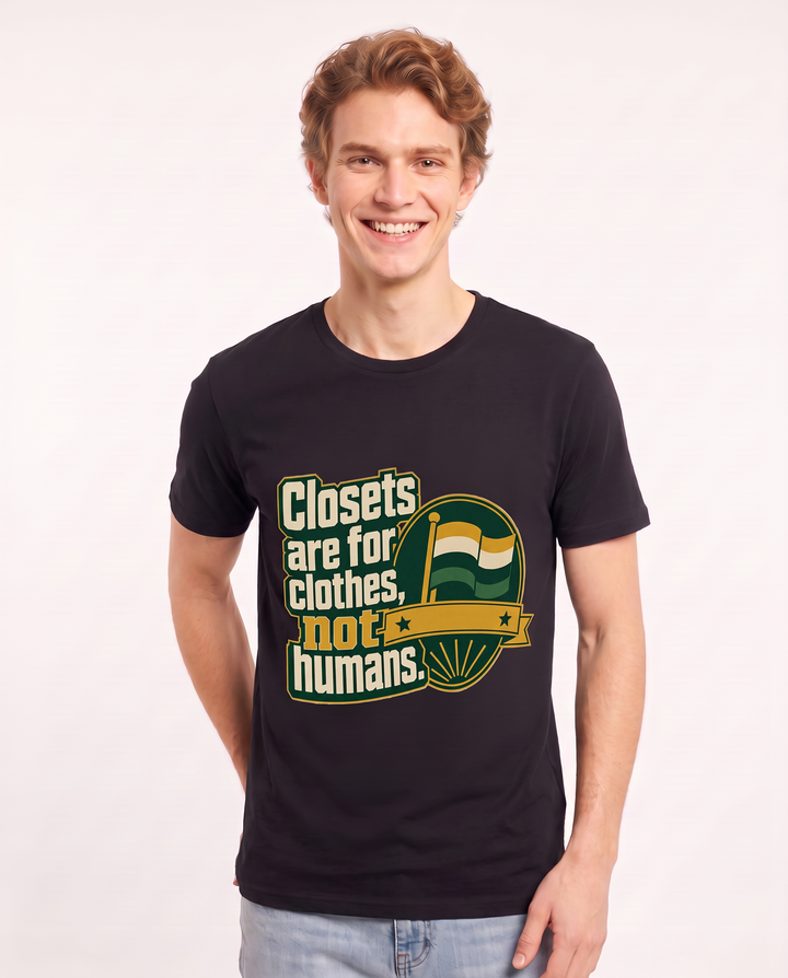 Graphic Men's Black T-Shirt - Closets are for clothes, not humans. product image 3