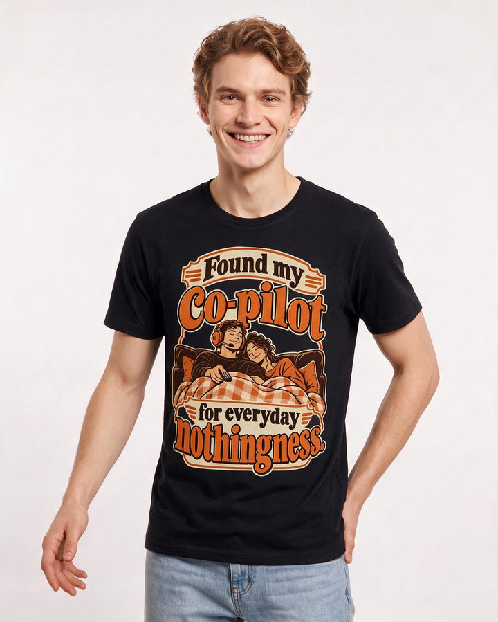 Couples Black T-Shirt for Men – Everyday Expression Graphic Tee product image 1