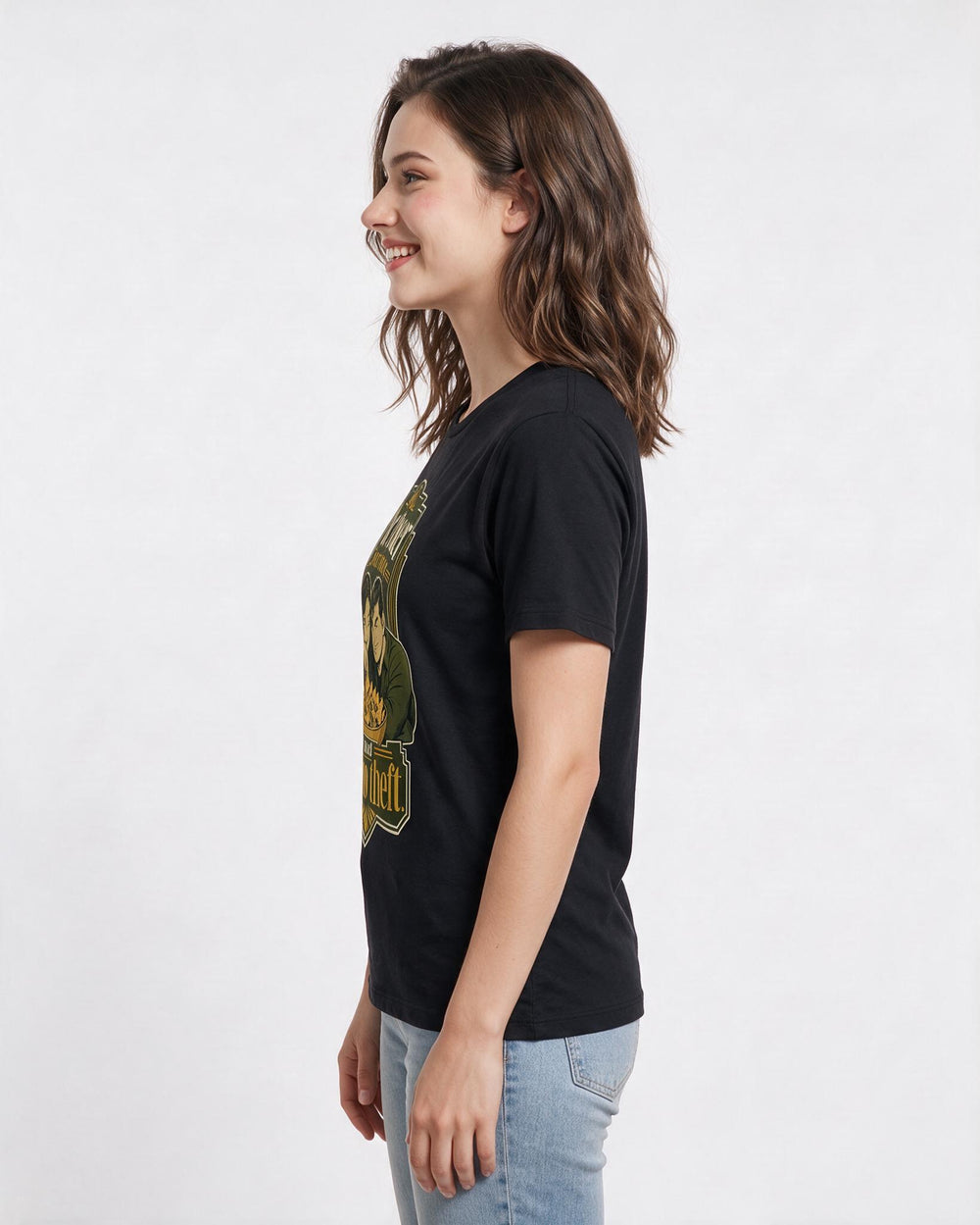 Couples Black T-Shirt for Women – Everyday Expression Graphic Tee product image 2