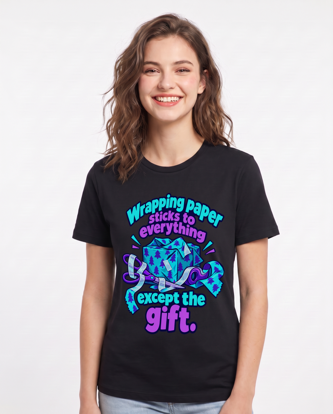 Christmas Black T-Shirt for Women – Holiday Theme Graphic Tee product image 3