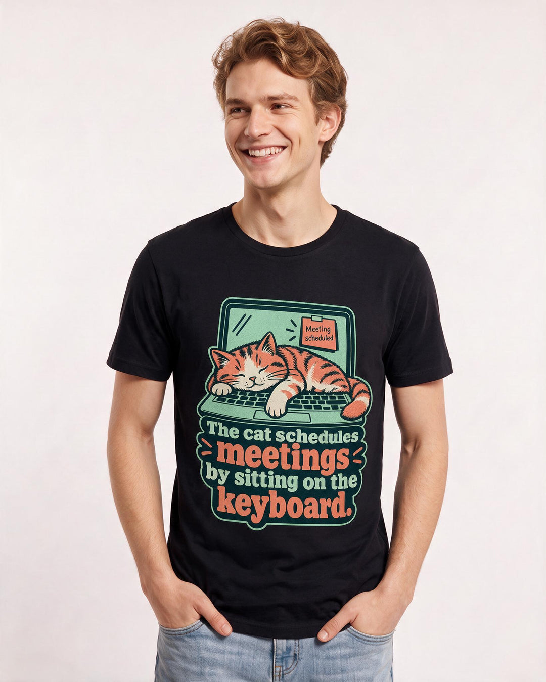 Cat Lover Black T-Shirt for Men – Everyday Expression Graphic Tee product image 1