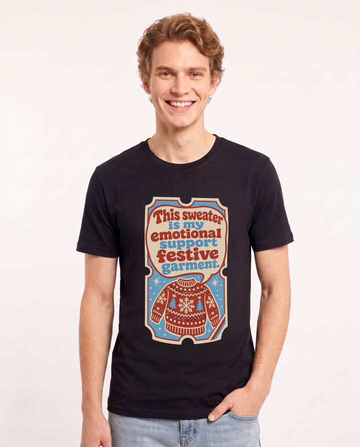 Christmas Men's Black T-Shirt - This sweater is my emotional support product image 1