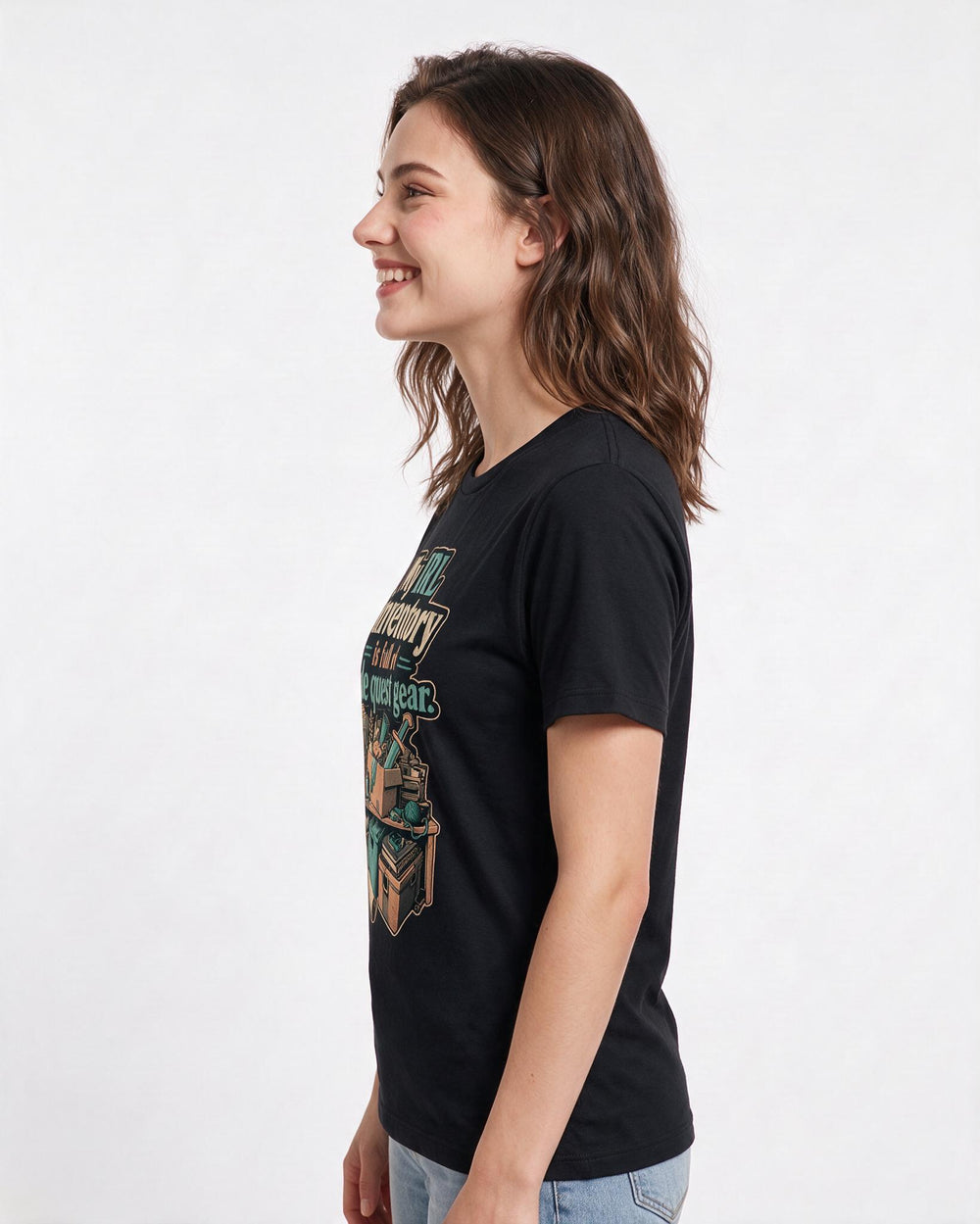 Gaming Women's Black T-Shirt – My IRL inventory is full of side quest product image 2