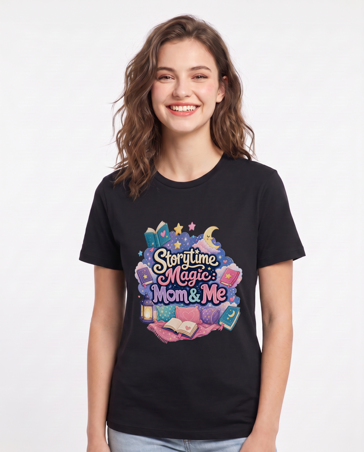 Storytime Magic: Mom & Me Women's Black T-Shirt product image 2
