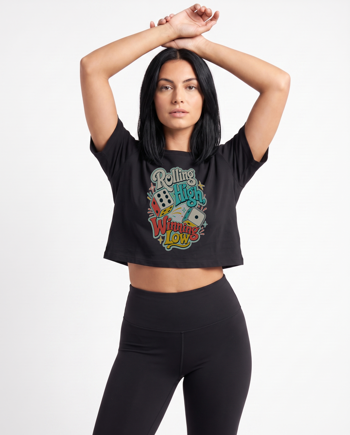 Rolling High, Winning Low Crop Top mockup 1