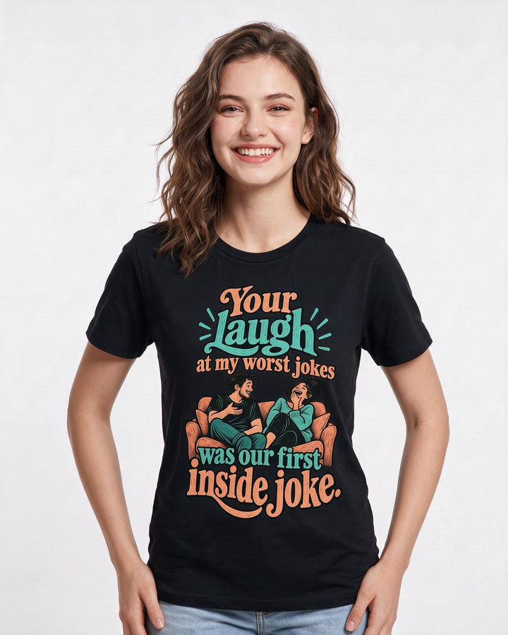 Couples Black T-Shirt for Women – Everyday Expression Graphic Tee product image 1