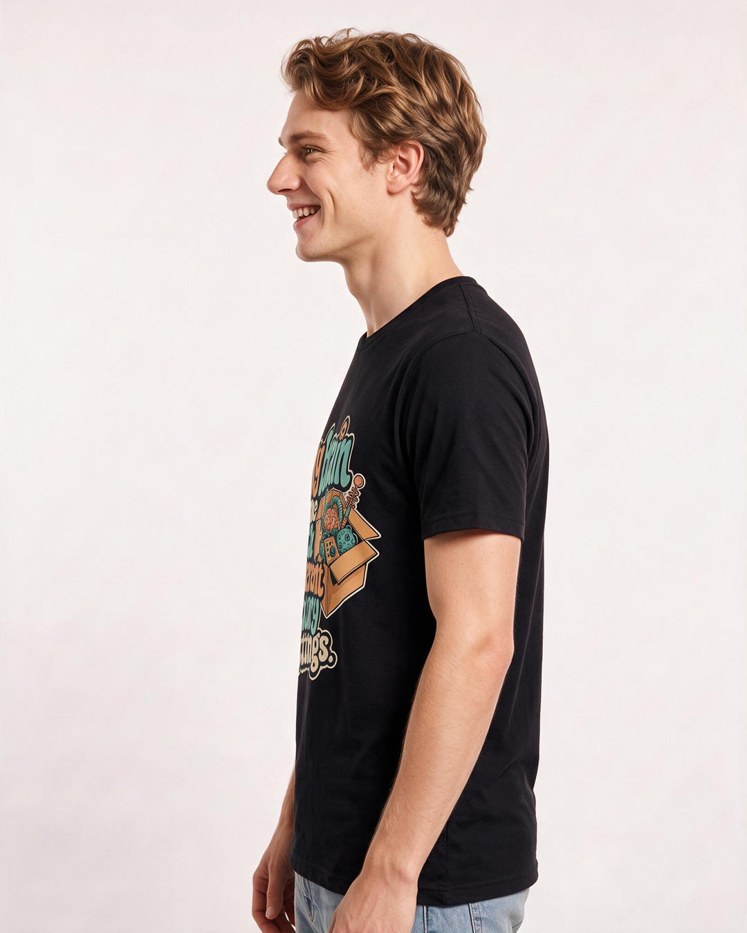 Neurodiversity Men's Black T-Shirt – My brain came with different factory settings. product image 2
