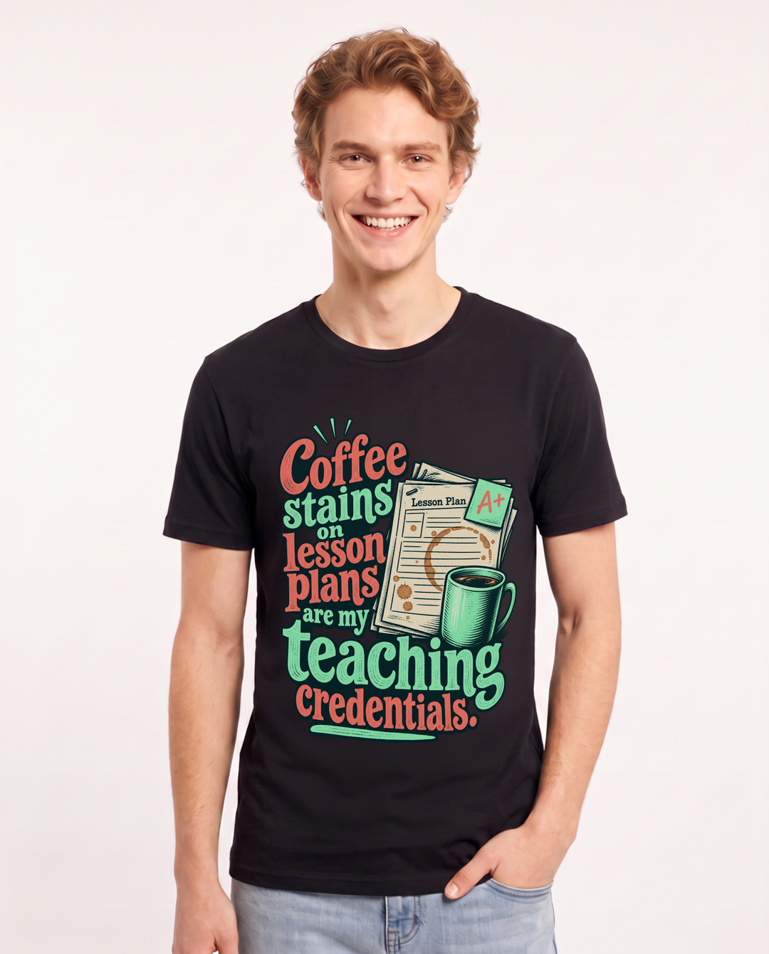 Teacher Black T-Shirt for Men – Everyday Expression Graphic Tee product image 3