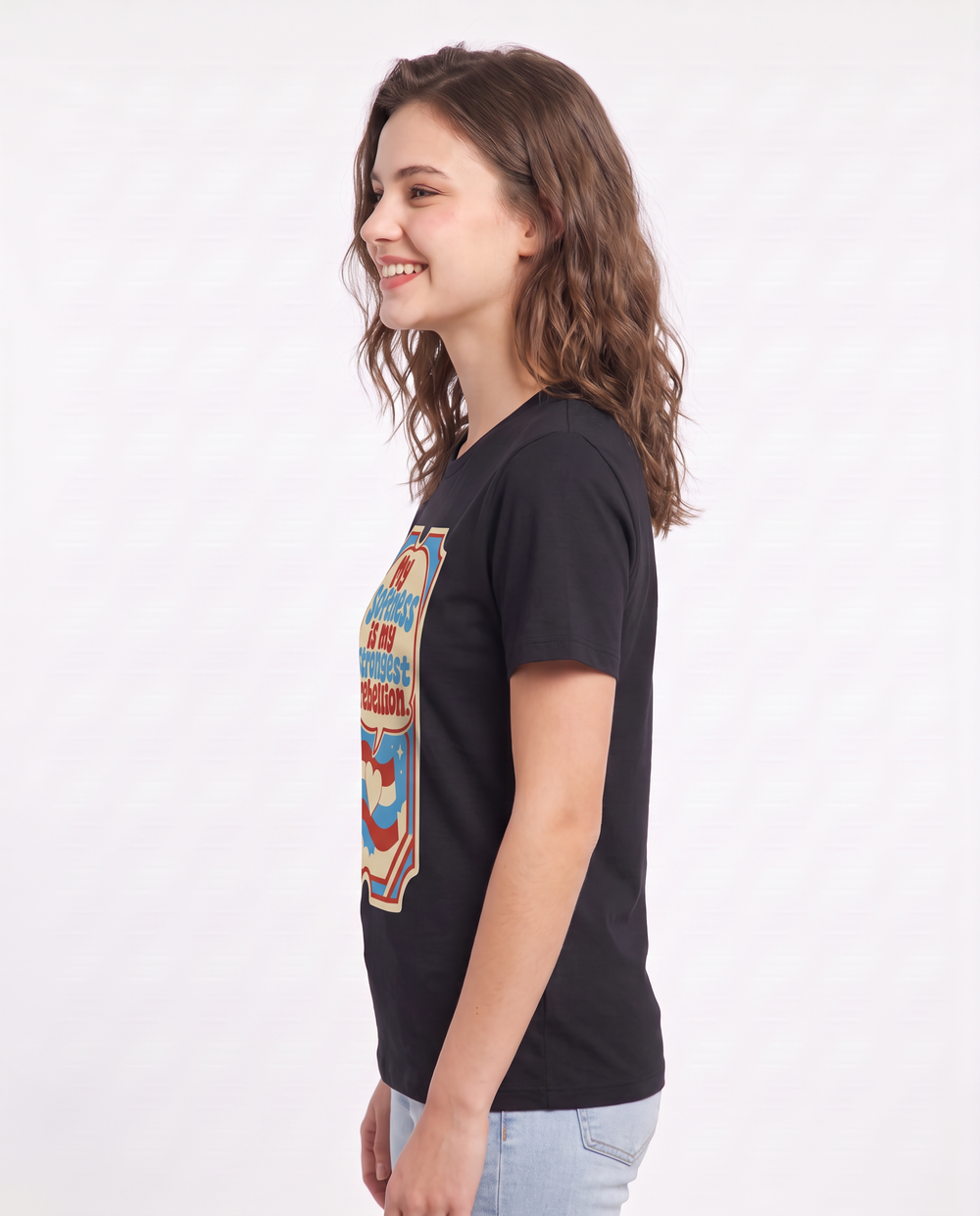 Graphic Women's Black T-Shirt - My softness is my strongest rebellion. product image 2