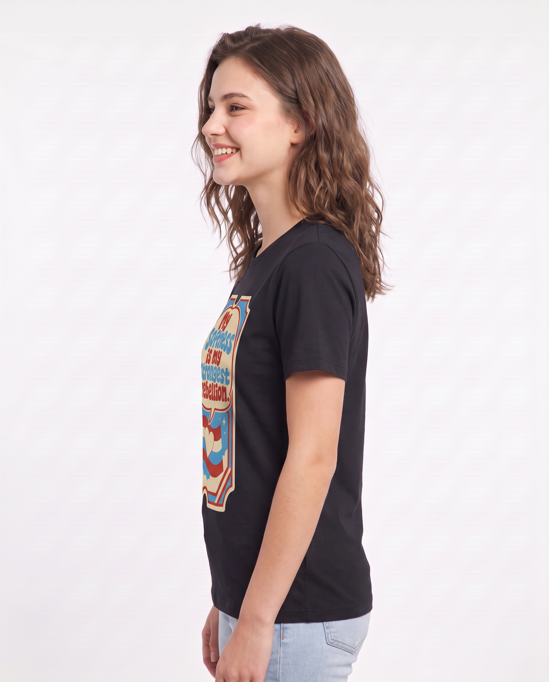 Graphic Women's Black T-Shirt - My softness is my strongest rebellion. product image 2