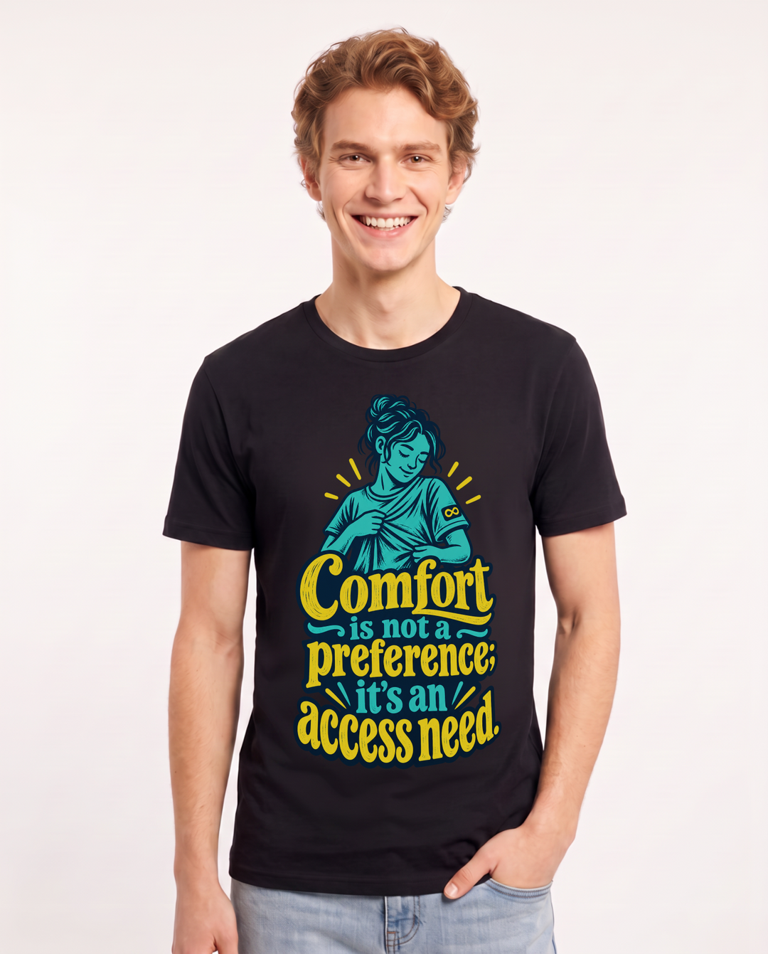 Neurodiversity Black T-Shirt for Men – Everyday Expression Graphic Tee product image 3