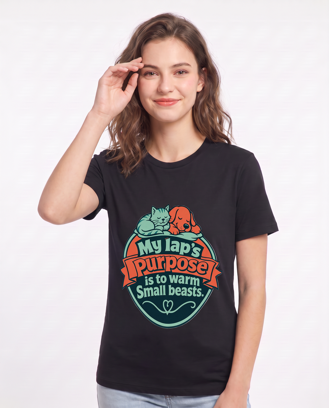 Graphic Women's Black T-Shirt - My lap's purpose is to warm small product image 3