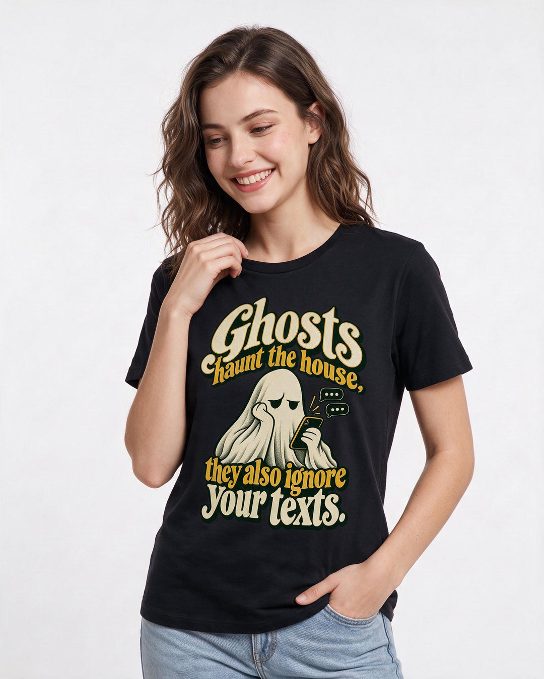 Halloween Black T-Shirt for Women – Halloween Theme Graphic Tee product image 1