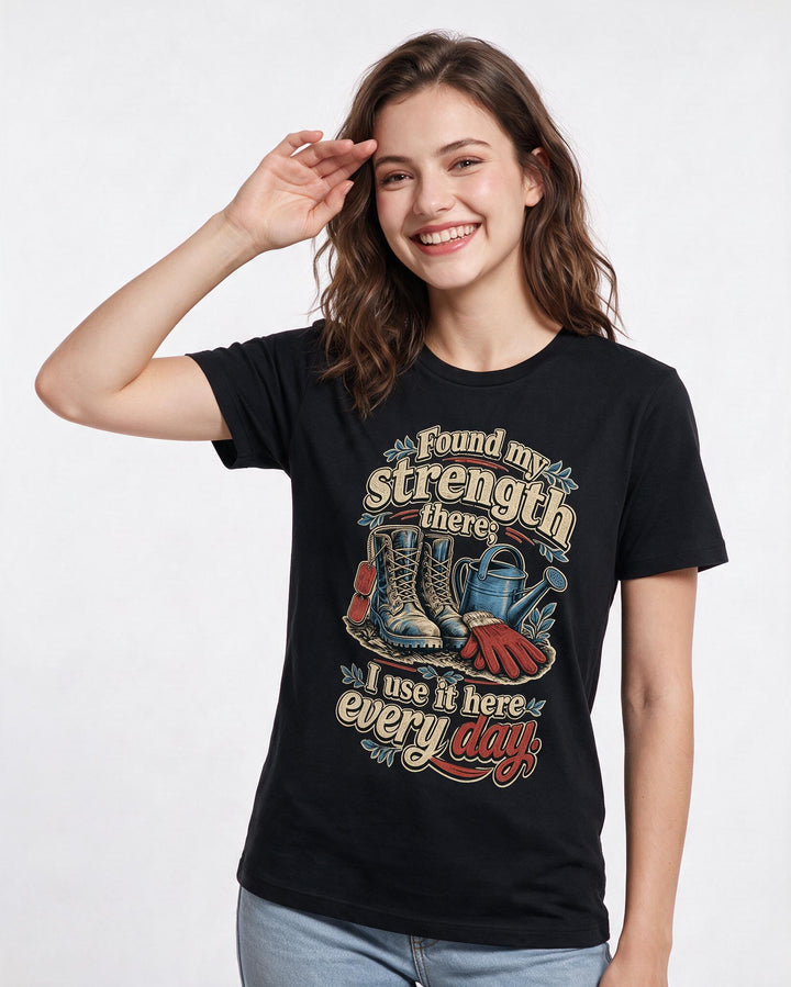 Veteran Women's Black T-Shirt – Found my strength there; I use it here every day. product image 3