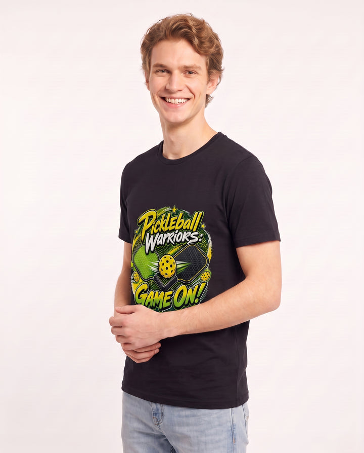 Pickleball Warriors: Game On! Men's Black T-Shirt product image 3