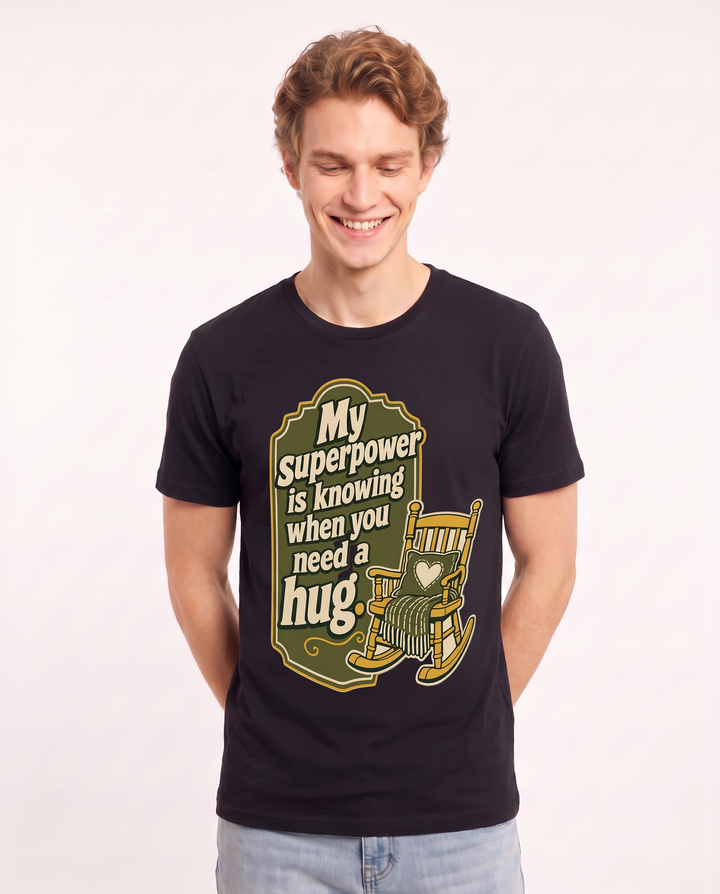 Graphic Men's Black T-Shirt - My superpower is knowing when you need a product image 3