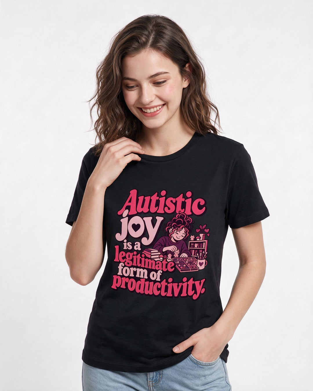 Neurodiversity Black T-Shirt for Women – Everyday Expression Graphic Tee product image 1