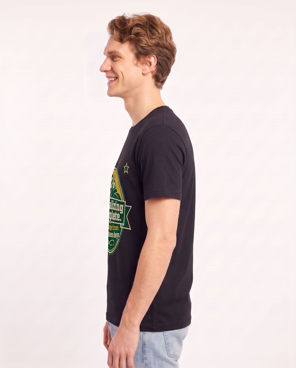 Graphic Men's Black T-Shirt - Socializing complete. Recharge time: 5-7 product image 2