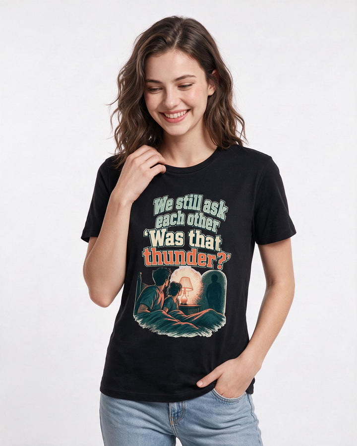 Couples Black T-Shirt for Women – Everyday Expression Graphic Tee product image 1