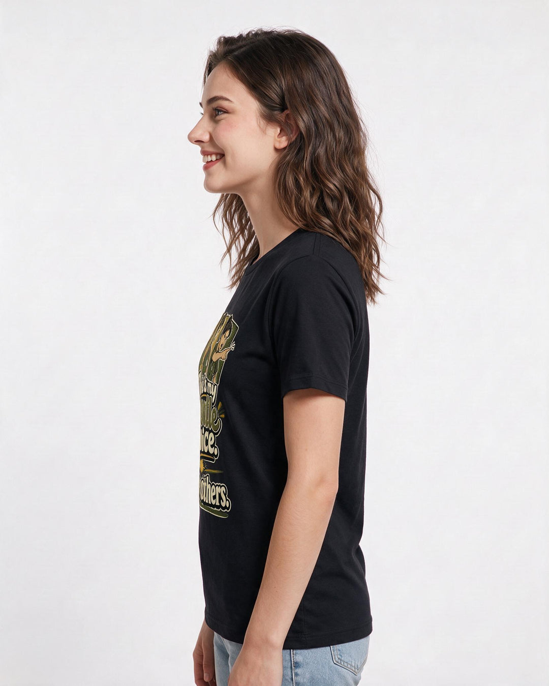 Nurse Women's Black T-Shirt – This is my gentle voice. I have product image 2