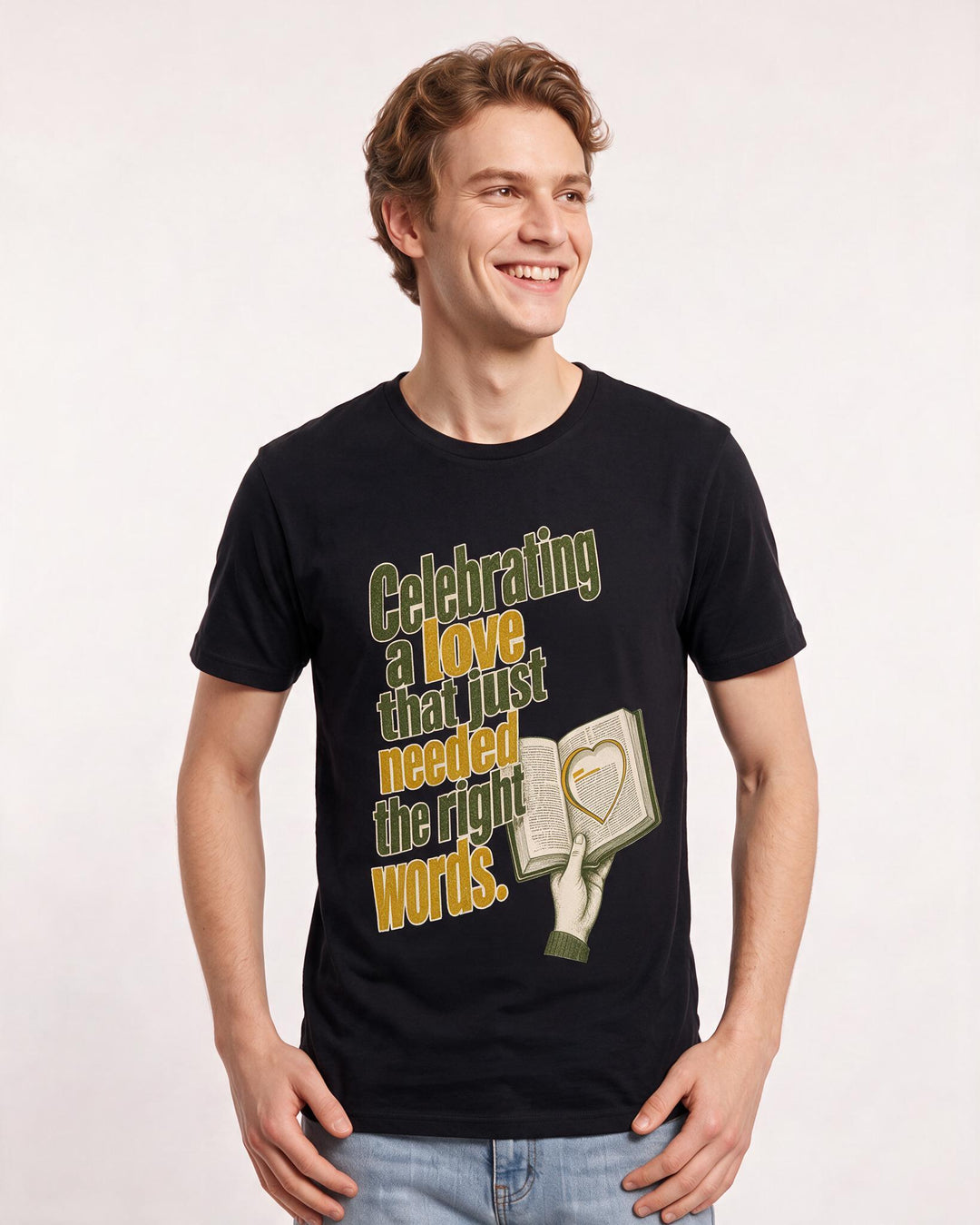 Pride Men's Black T-Shirt – Celebrating a love that just needed the right words. product image 3