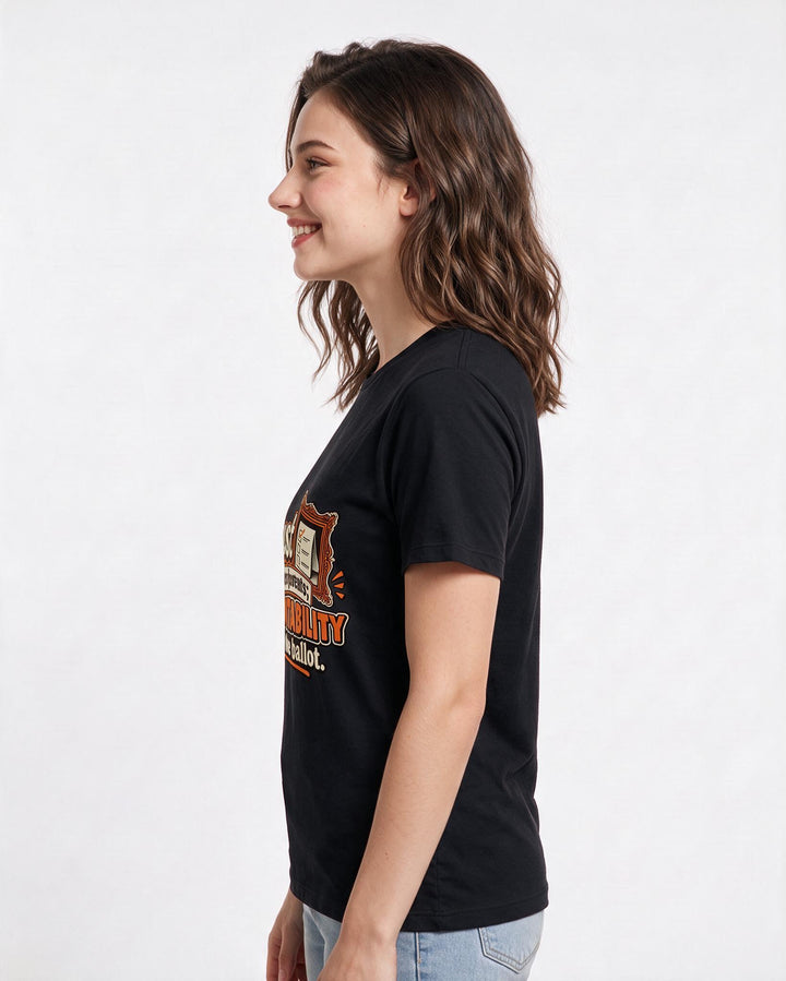 Political Statement Black T-Shirt for Women – Everyday Expression Graphic Tee product image 2
