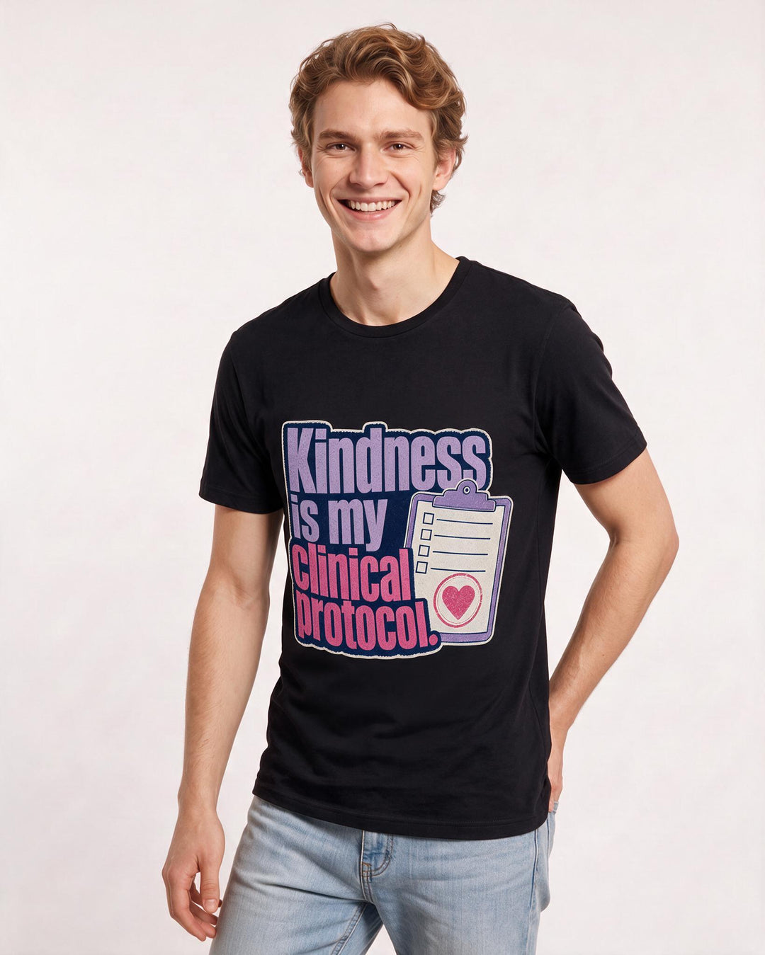 Nurse Men's Black T-Shirt – Kindness is my clinical protocol. product image 3
