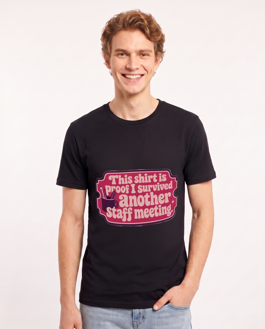 Teacher Gift Men's Black T-Shirt - This shirt is proof I survived product image 1