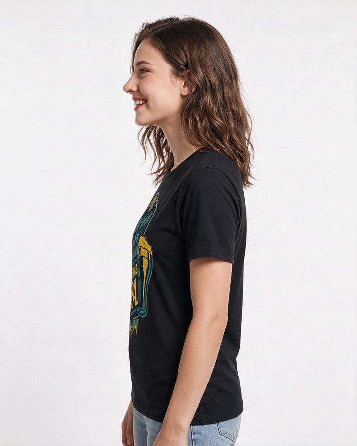 Funny Beer Women's Black T-Shirt - My therapist said to find a hobby. product image 2