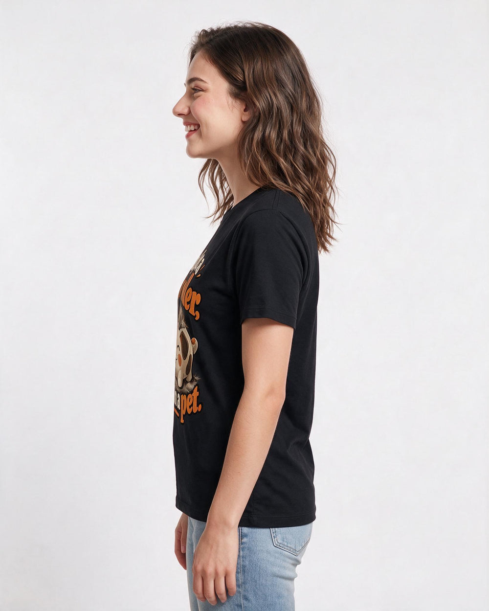 Cat Lover Black T-Shirt for Women – Everyday Expression Graphic Tee product image 2