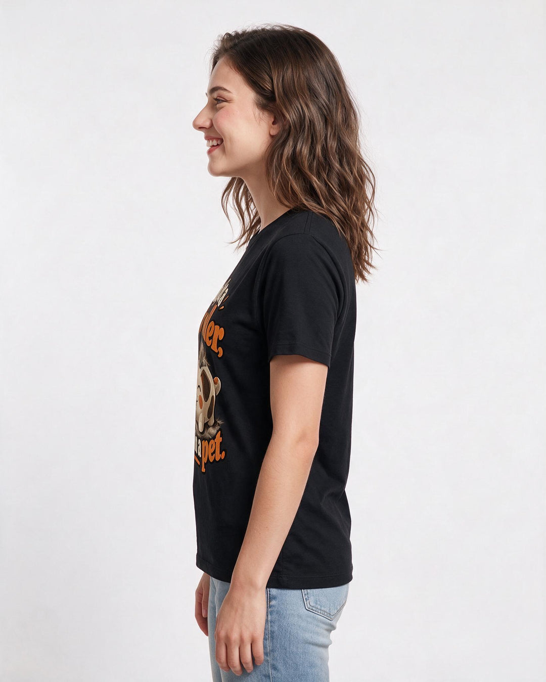 Cat Lover Black T-Shirt for Women – Everyday Expression Graphic Tee product image 2