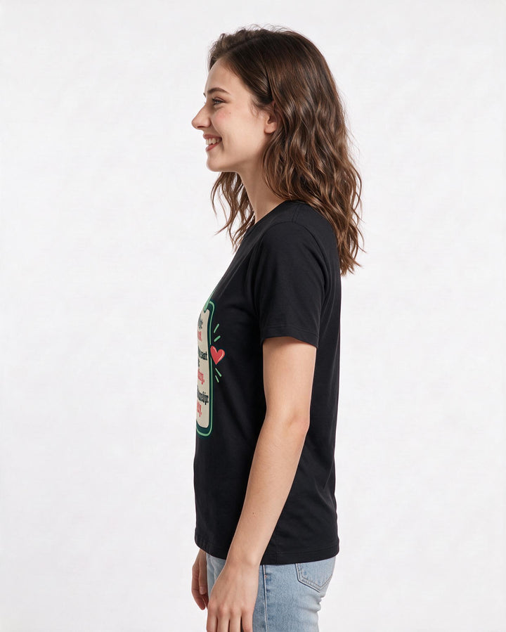 Couples Black T-Shirt for Women – Everyday Expression Graphic Tee product image 2