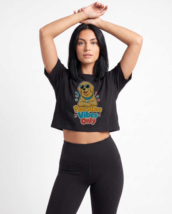 Pawsitive Vibes Only Crop Top mockup 1