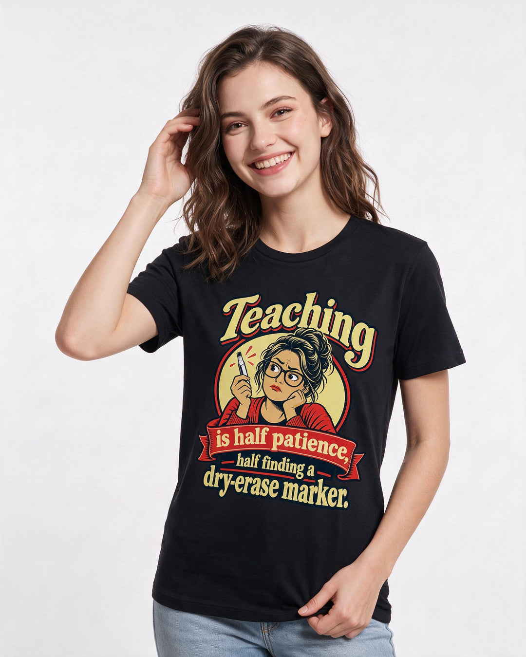 Teacher Black T-Shirt for Women – Everyday Expression Graphic Tee product image 1