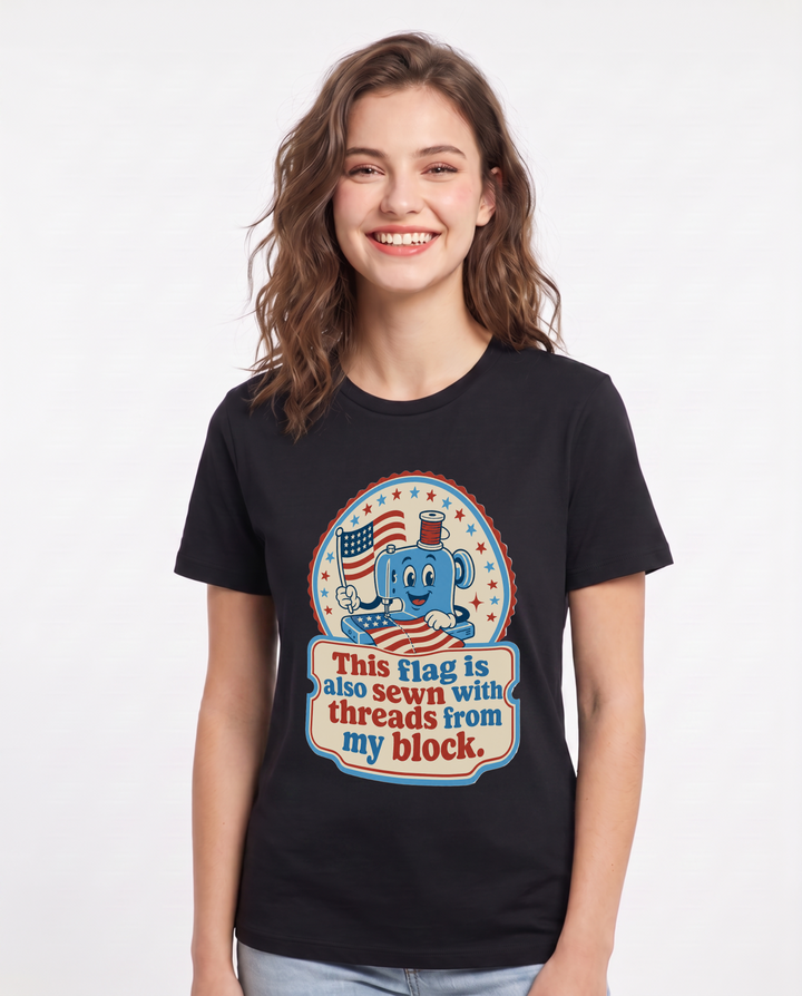 Graphic Women's Black T-Shirt - This flag is also sewn with threads product image 1