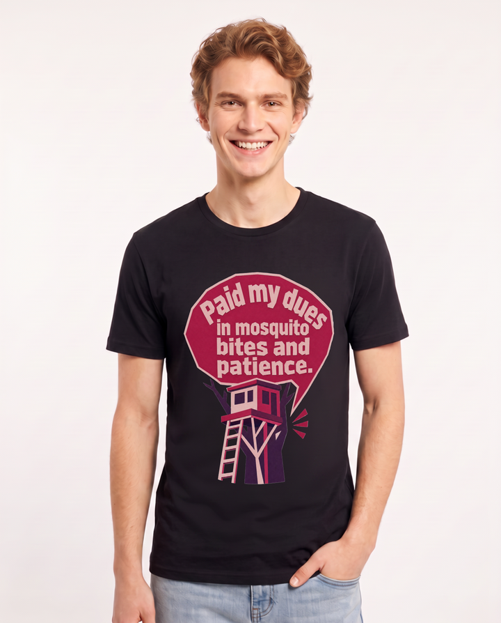 Hunting Men's Black T-Shirt - Paid my dues in mosquito bites and product image 1
