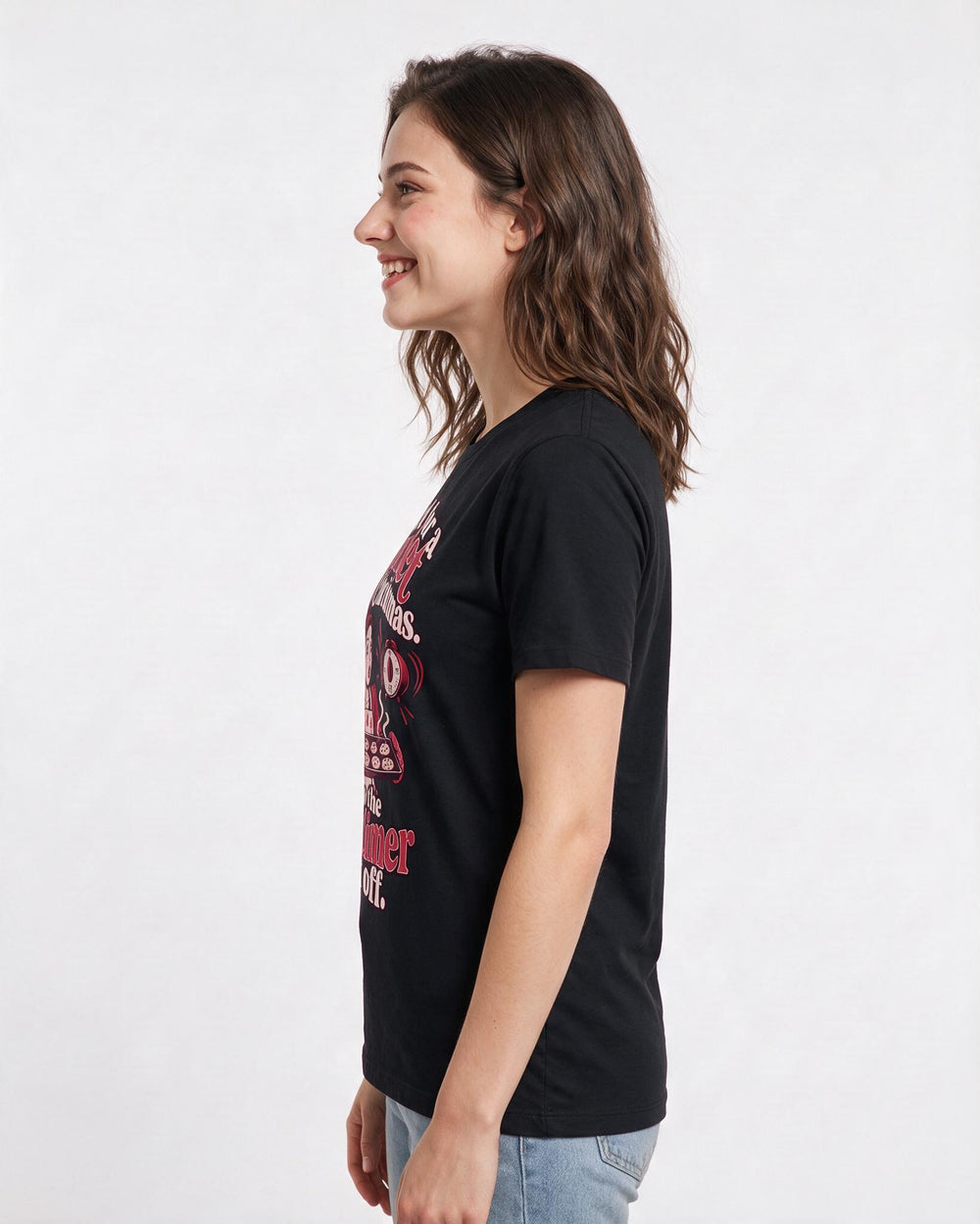 Christmas Black T-Shirt for Women – Holiday Theme Graphic Tee product image 2