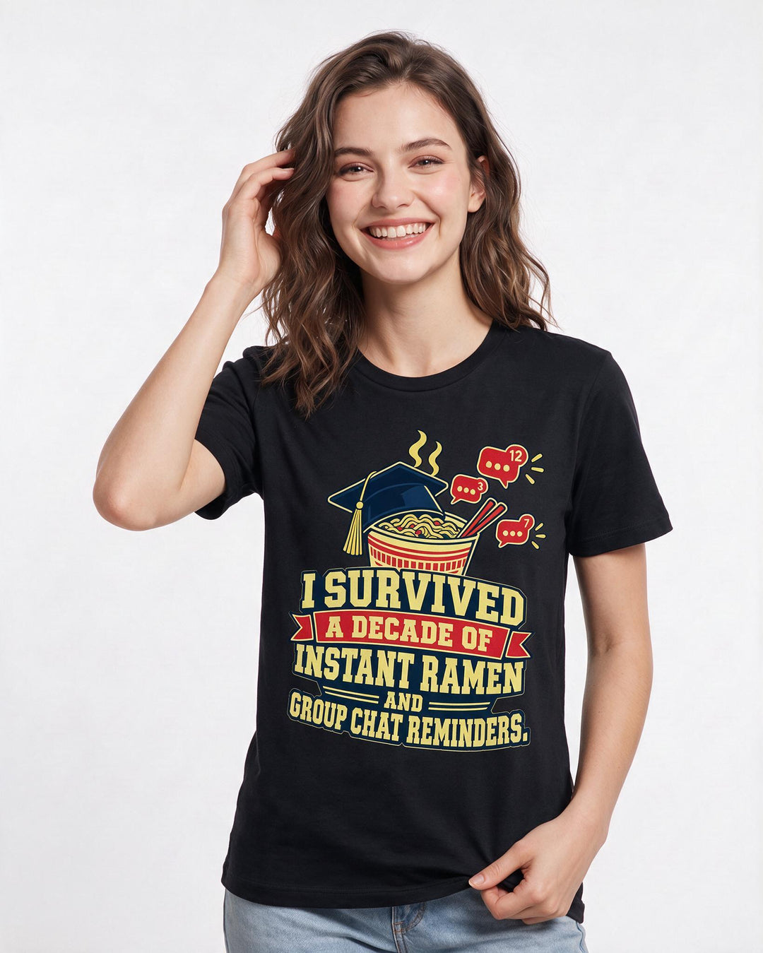 Graduation Black T-Shirt for Women – Everyday Expression Graphic Tee product image 1