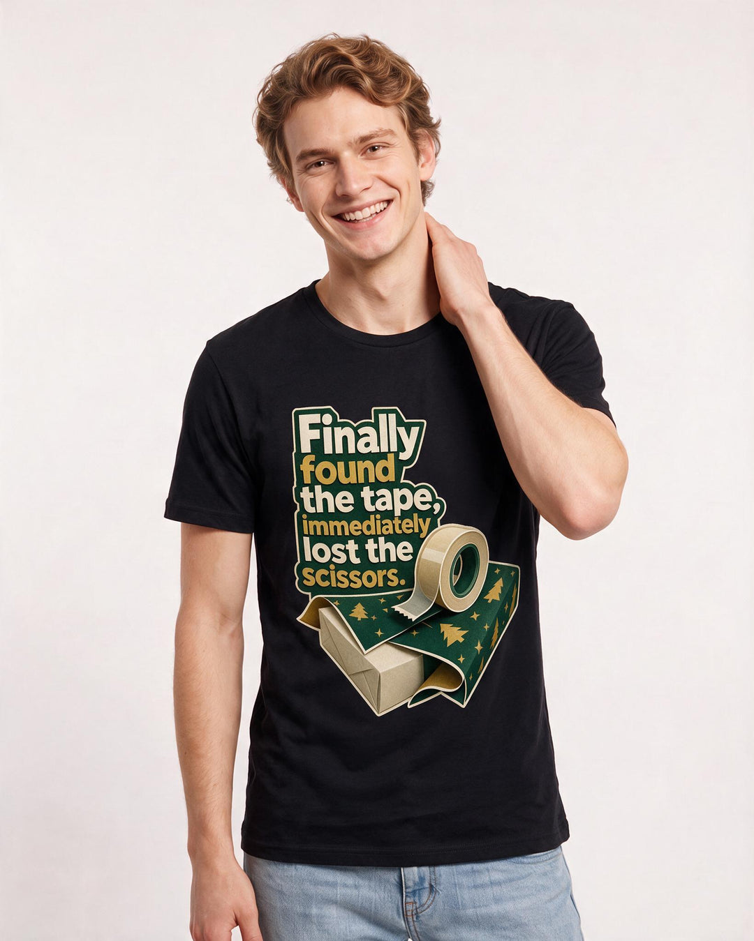 Christmas Black T-Shirt for Men – Holiday Theme Graphic Tee product image 1