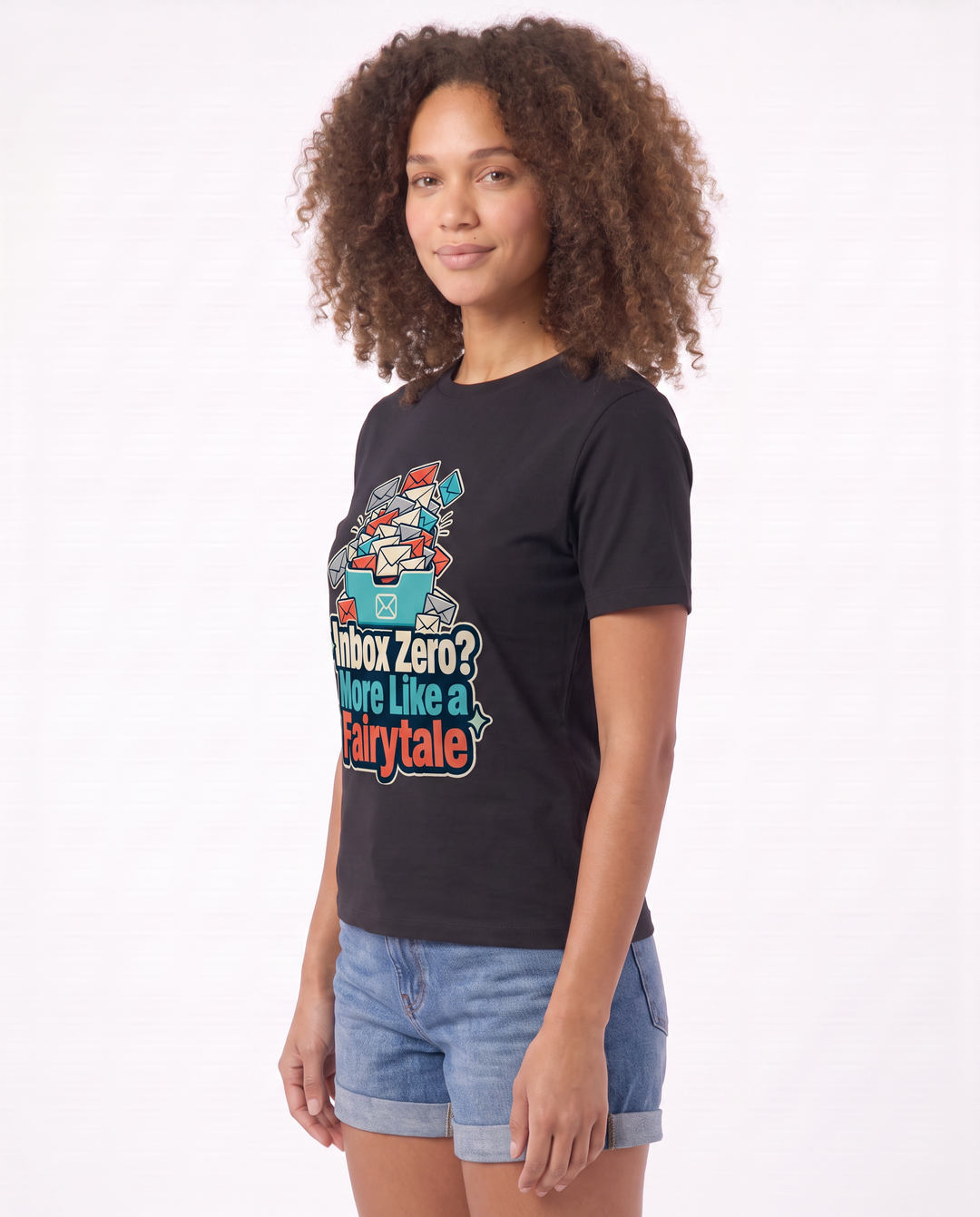 Inbox Zero? More Like A Fairytale Black T-Shirt mockup 2