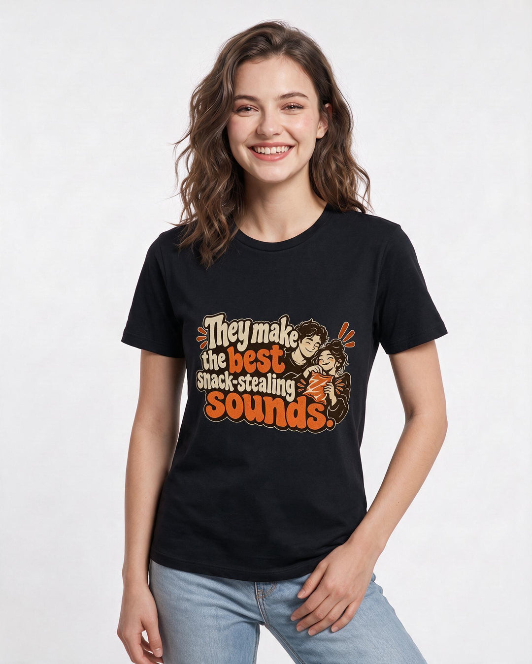 Couples Black T-Shirt for Women – Everyday Expression Graphic Tee product image 1