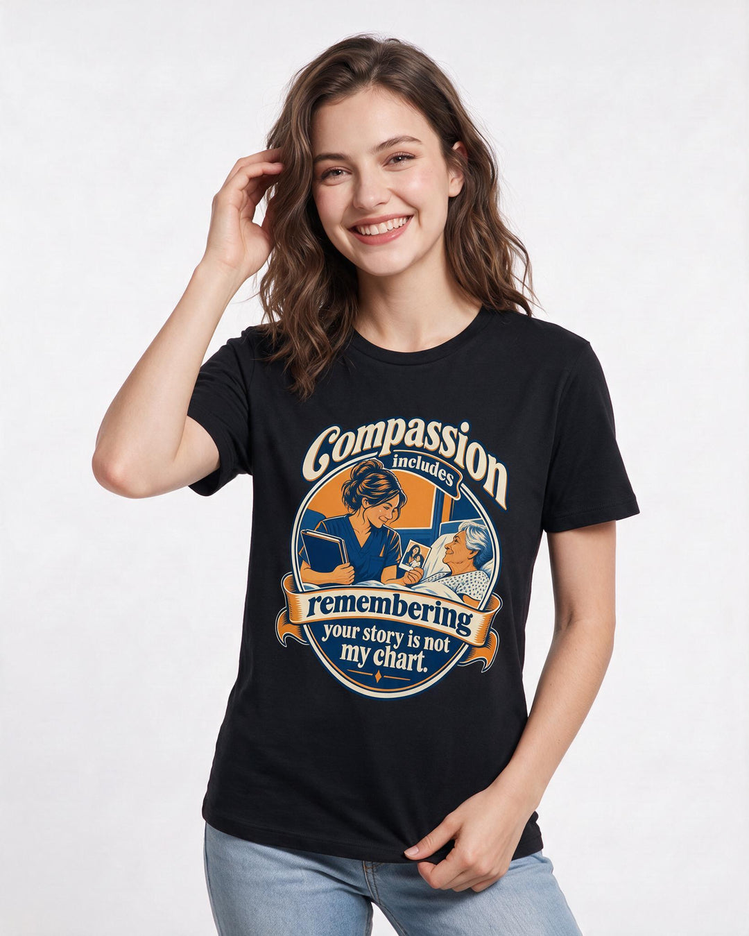 Nurse Black T-Shirt for Women – Nursing Life Graphic Tee product image 1