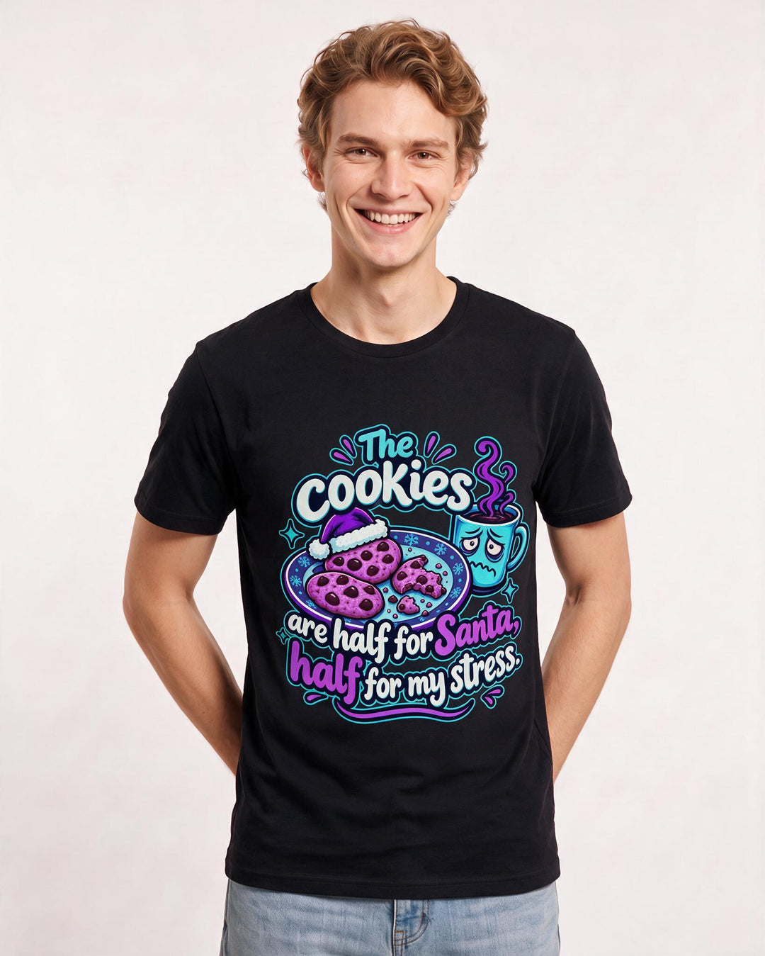 Christmas Black T-Shirt for Men – Holiday Theme Graphic Tee product image 1