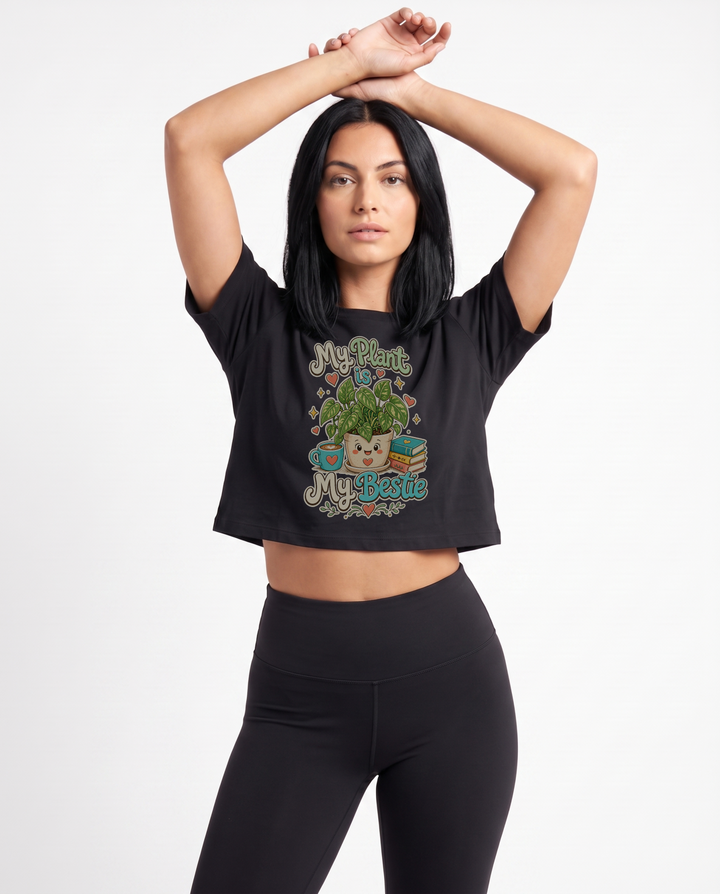 My Plant Is My Bestie Crop Top mockup 1