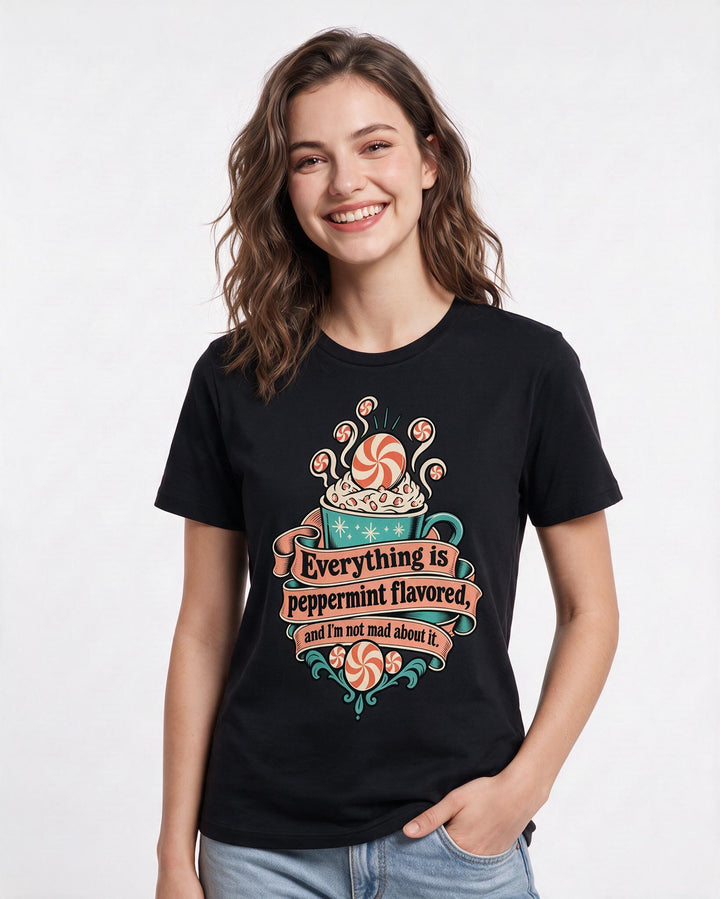Christmas Black T-Shirt for Women – Holiday Theme Graphic Tee product image 1