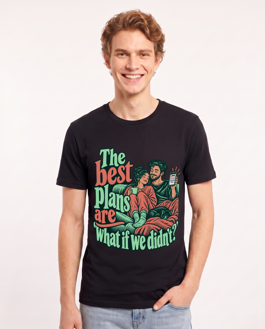 Couples Black T-Shirt for Men – Everyday Expression Graphic Tee product image 3