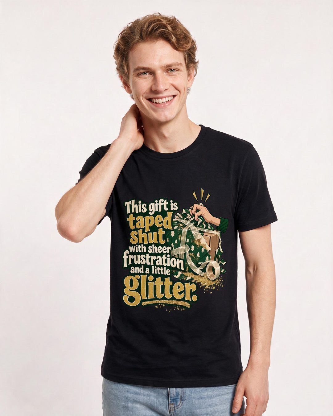 Christmas Black T-Shirt for Men – Holiday Theme Graphic Tee product image 1