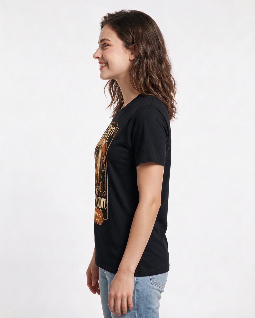 Christian Faith Women's Black T-Shirt – Grace met me in the grocery store line. product image 2